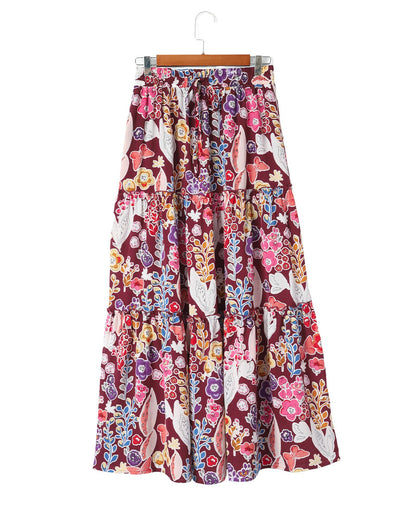 Azura Exchange Boho Floral Print High Waist Maxi Skirt - S