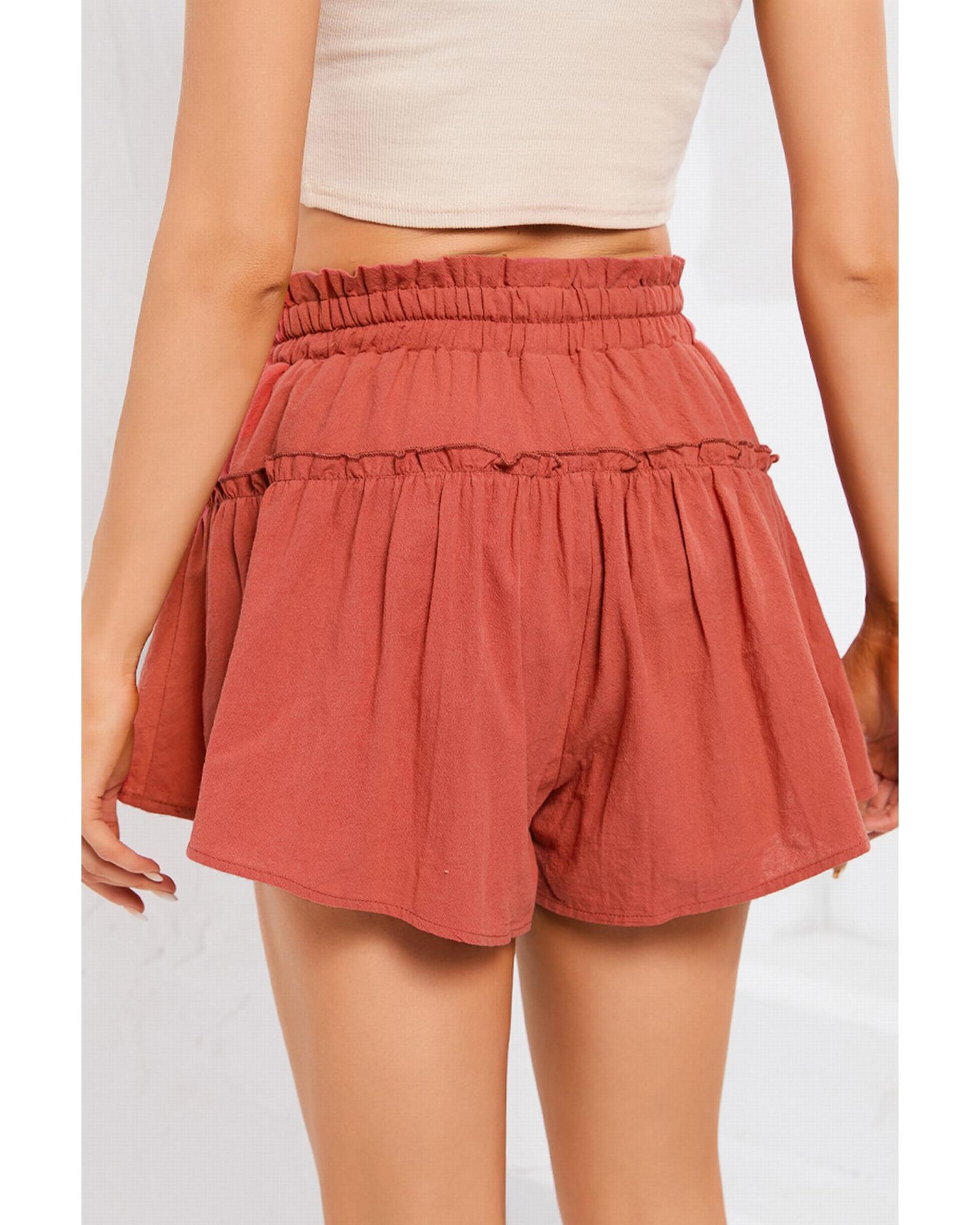 Azura Exchange Belted Frill Trim Casual Shorts - XL