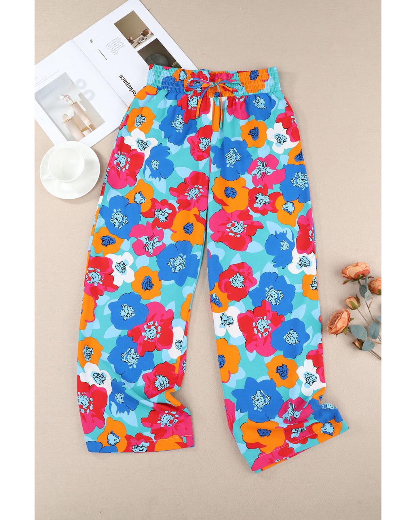 Azura Exchange Abstract Floral Print Drawstring Pants - XL