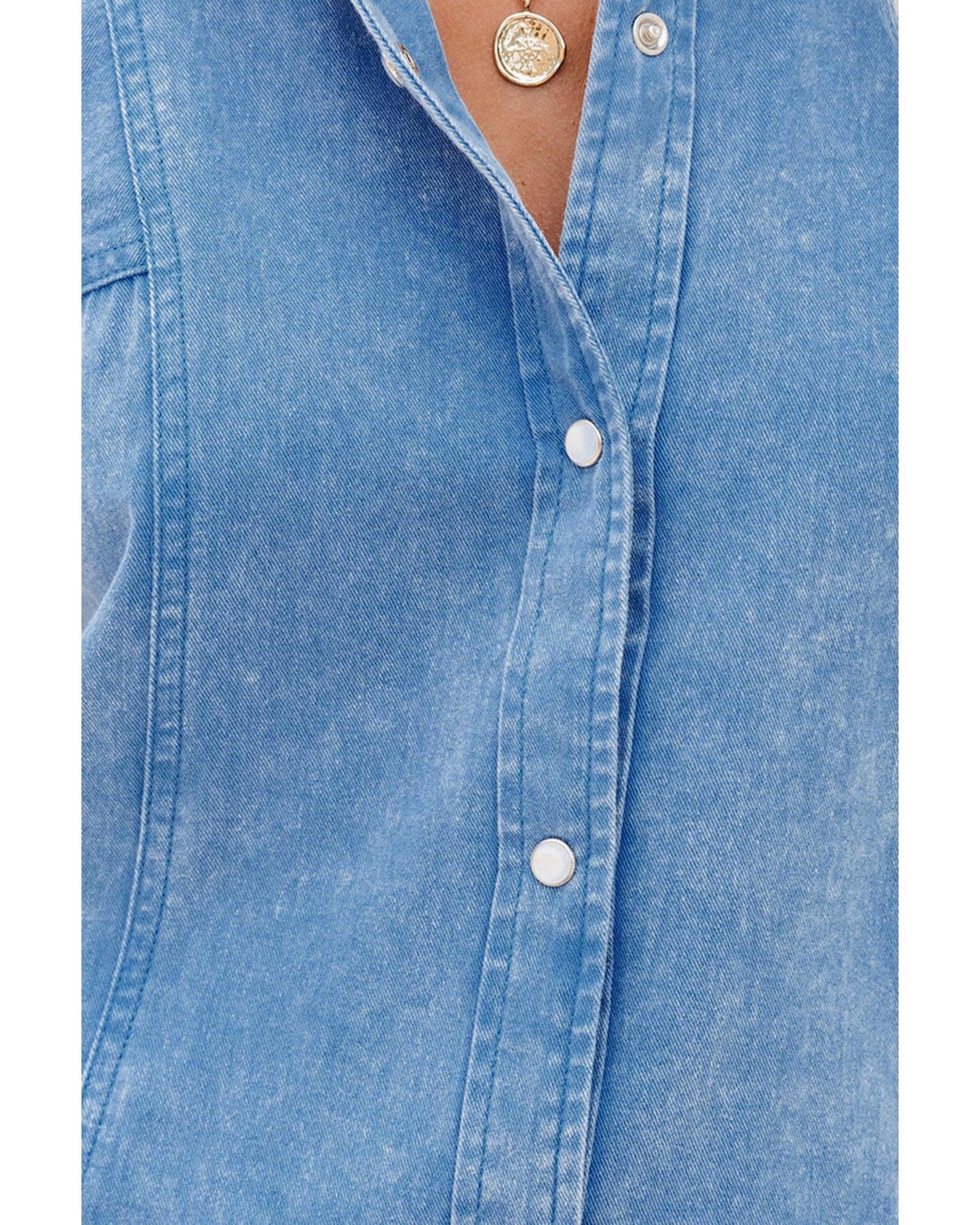 Azura Exchange Bubble Sleeve Denim Shirt - M