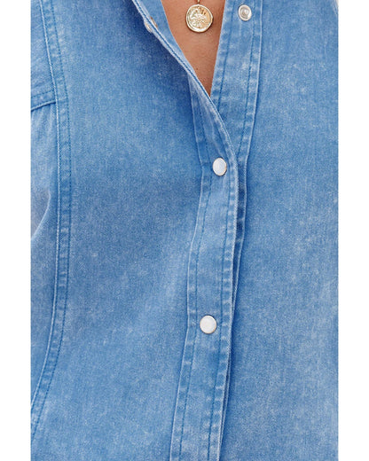 Azura Exchange Bubble Sleeve Denim Shirt - M