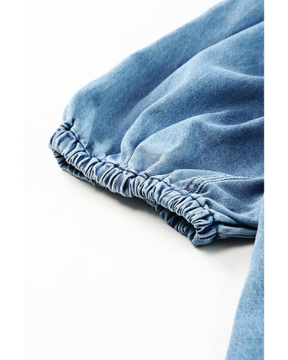 Azura Exchange Bubble Sleeve Denim Shirt - M