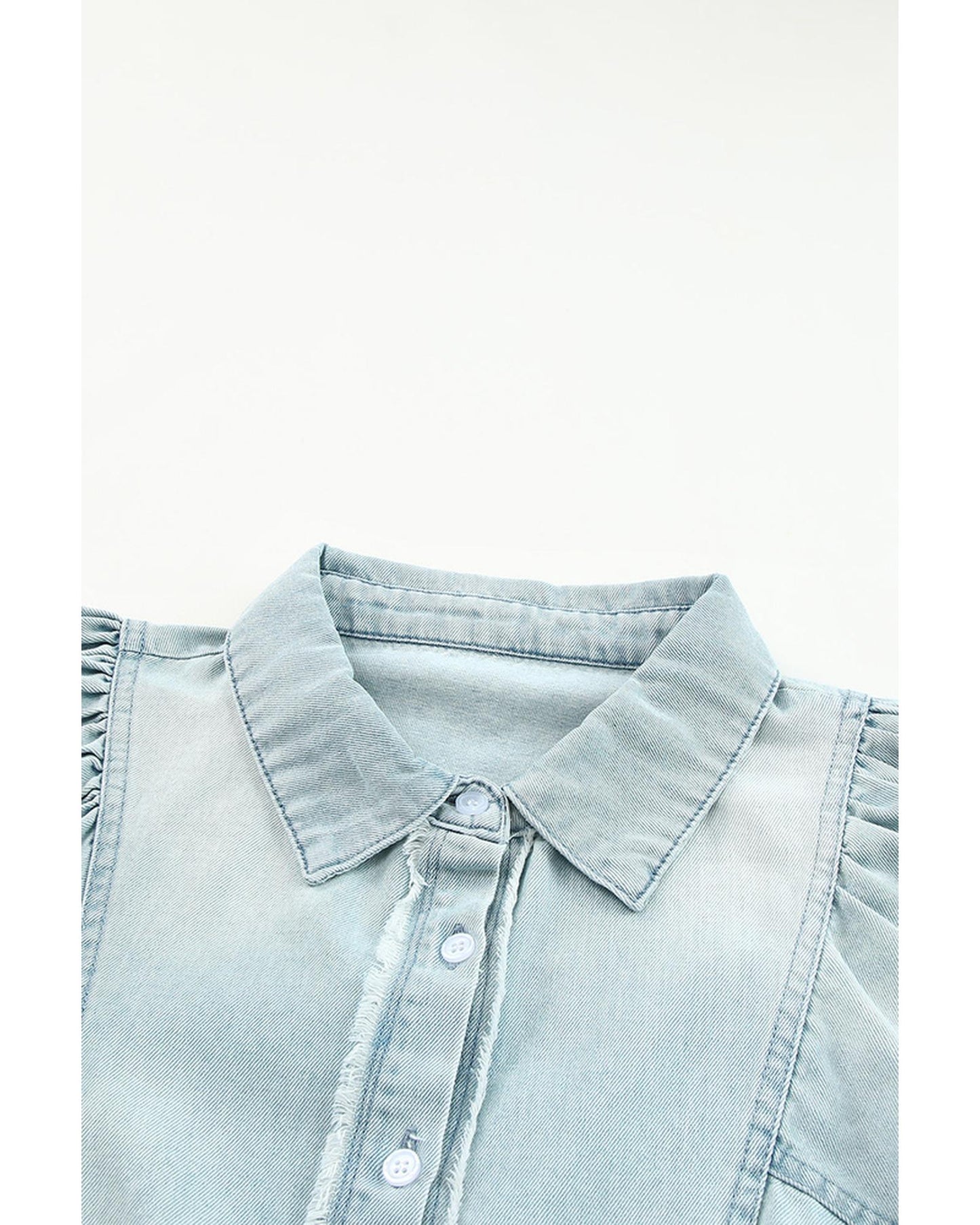 Azura Exchange Bubble Sleeve Denim Shirt - M