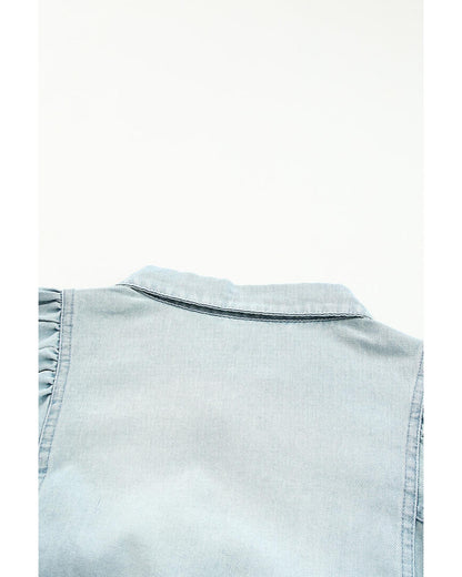 Azura Exchange Bubble Sleeve Denim Shirt - S