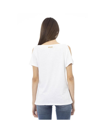 Just Cavalli Women's White Cotton Tops & T-Shirt - L