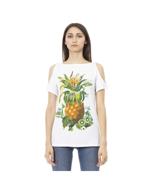 Just Cavalli Women's White Cotton Tops & T-Shirt - M