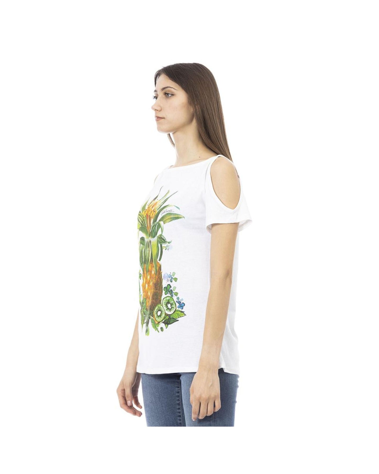 Just Cavalli Women's White Cotton Tops & T-Shirt - M