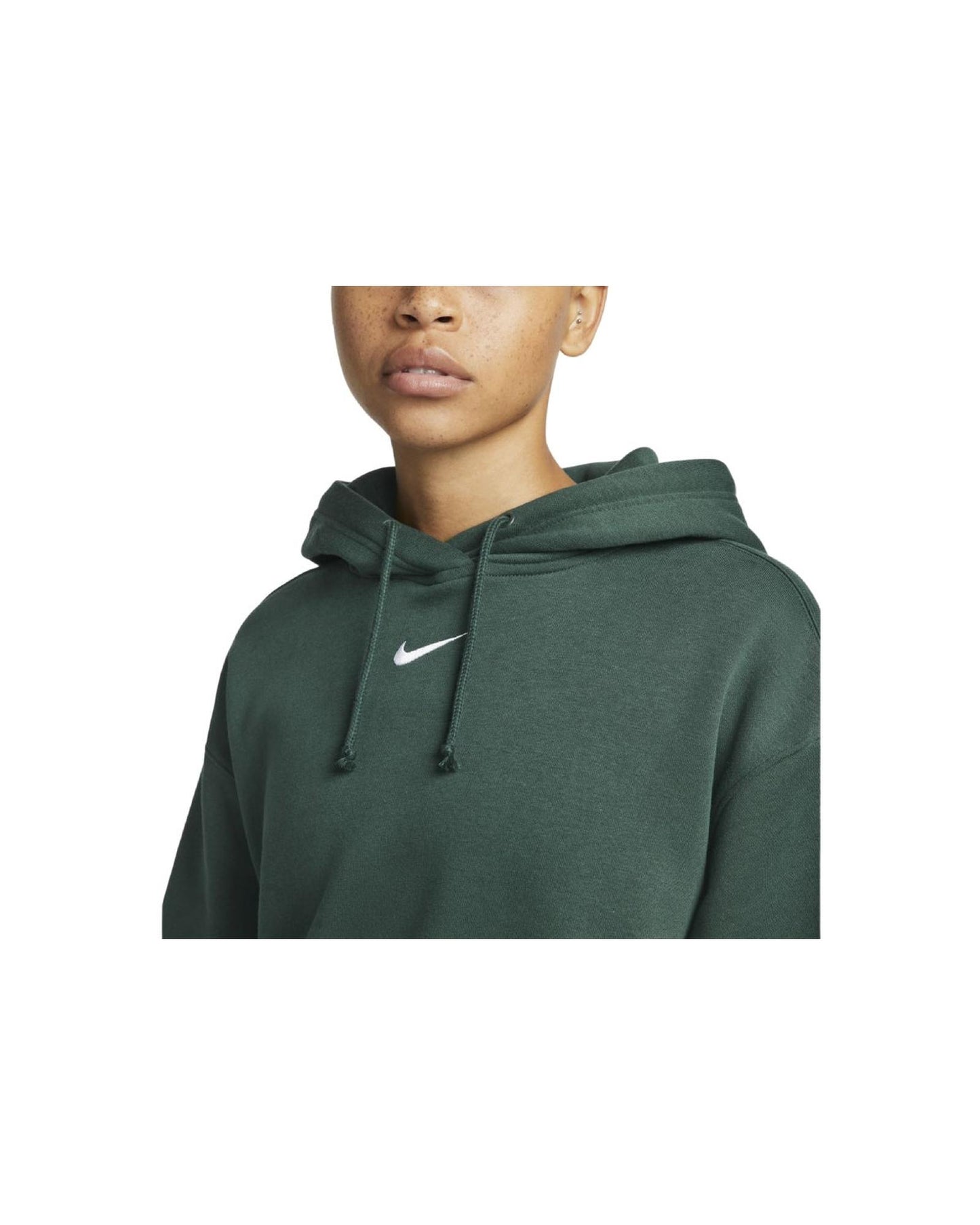 Oversized Fleece Hoodie with Embroidered Swoosh Design - L