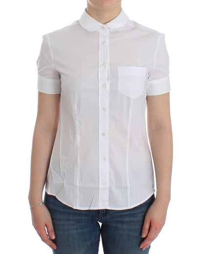 John Galliano White Cotton Stretch Shortsleeve Shirt Top 40 IT Women