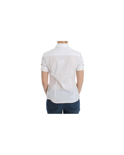 John Galliano White Cotton Stretch Shortsleeve Shirt Top 40 IT Women