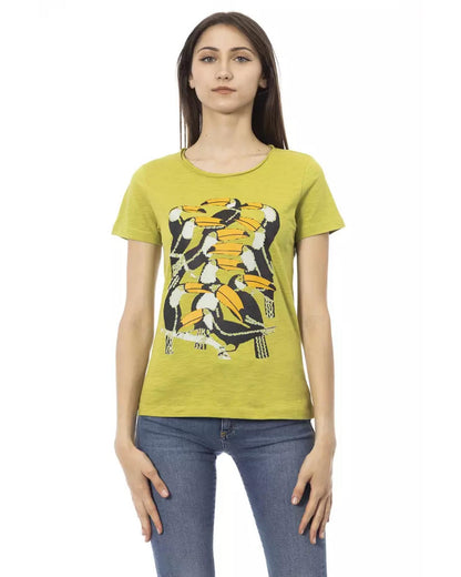 Short Sleeve T-shirt with Round Neck and Front Print 2XL Women