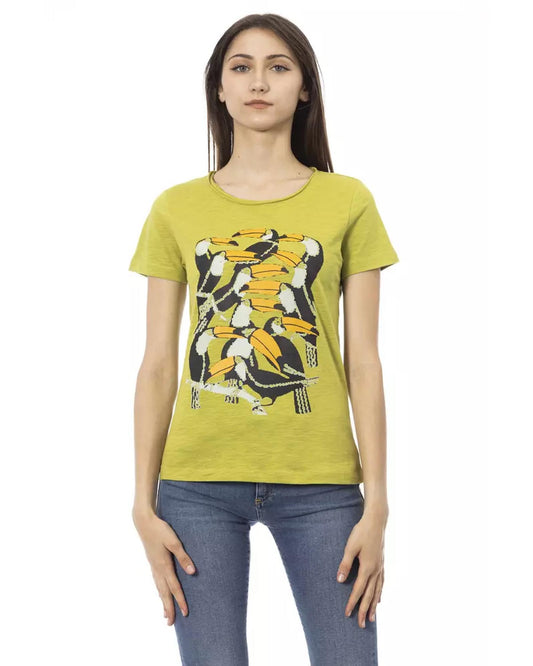 Short Sleeve T-shirt with Round Neck and Front Print 2XL Women