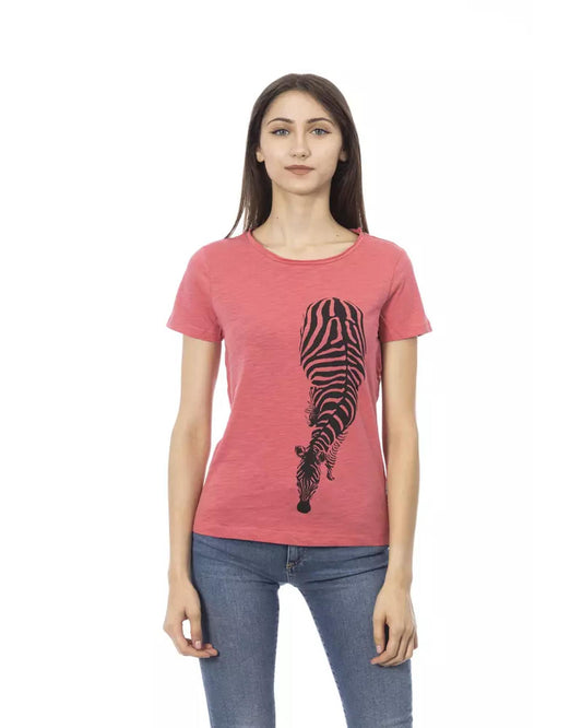 Short Sleeve T-shirt with Round Neck and Front Print M Women