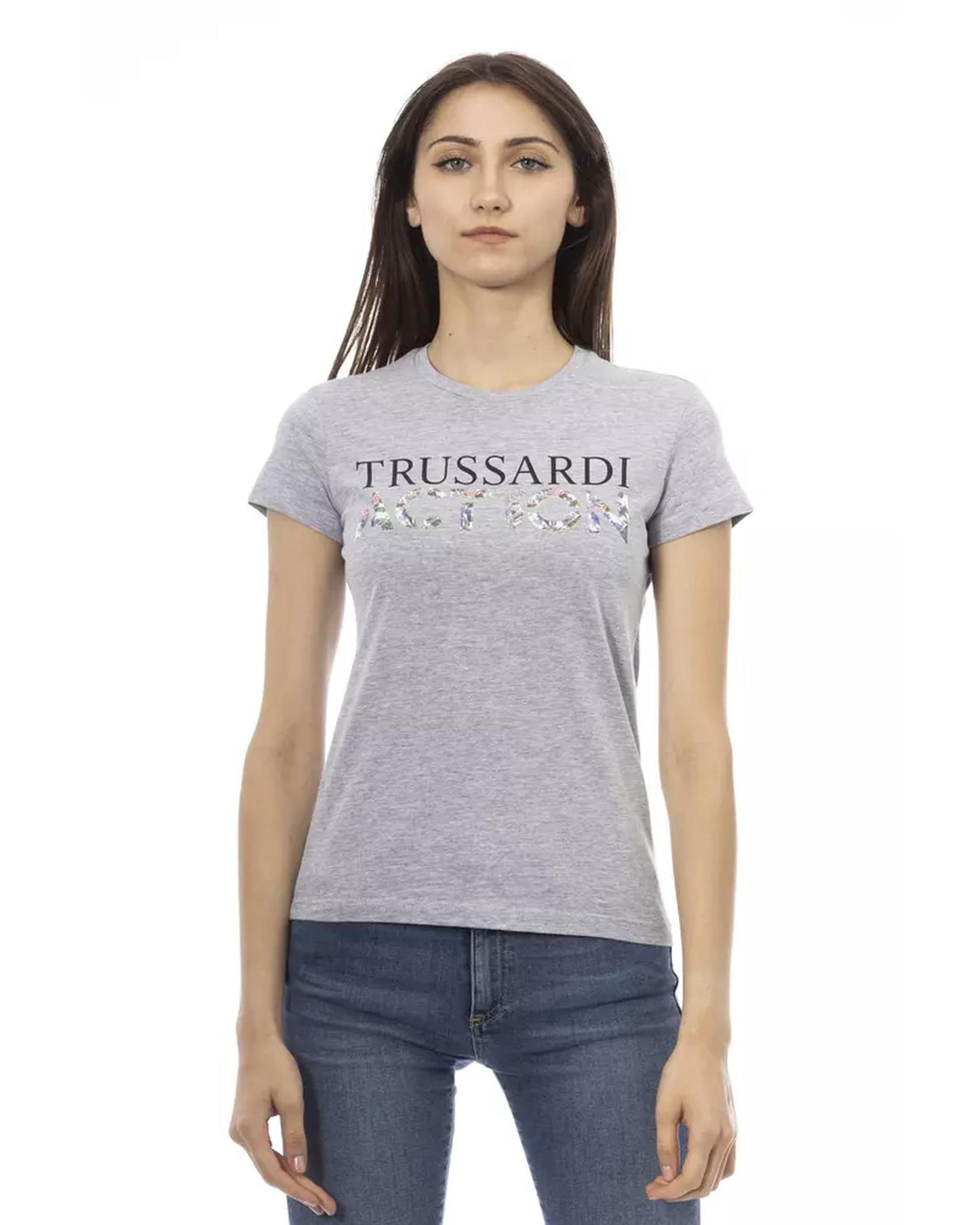 Printed Short Sleeve T-Shirt with Round Neck M Women