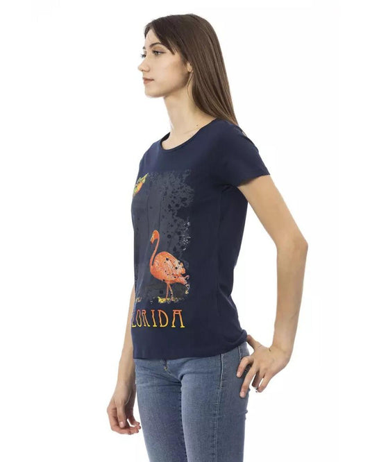 Trussardi Action Women's Blue Cotton Tops & T-Shirt - 2XL