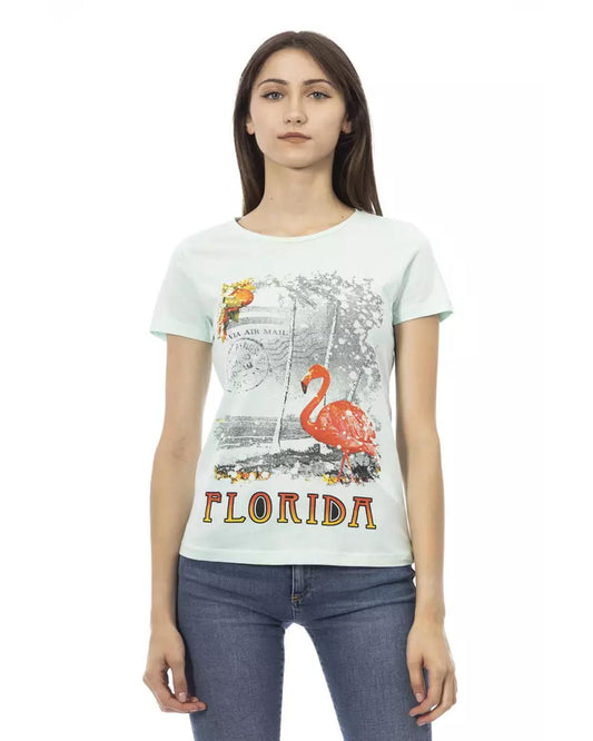 Short Sleeve T-shirt with Round Neck and Front Print XS Women