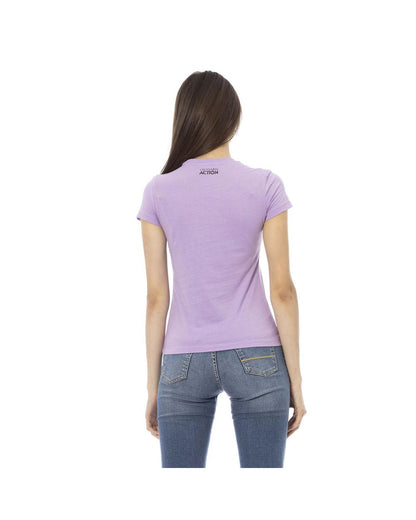 Trussardi Action Women's Elegant Purple Cotton Blend Tee - XL