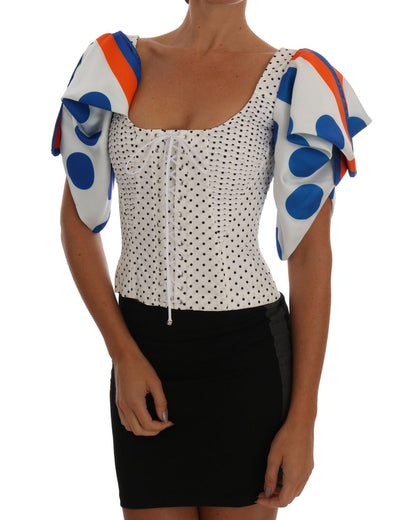 Dolce & Gabbana Polka Dot Bustier Blouse 42 IT Women
