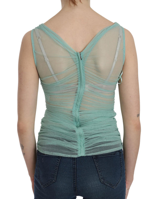 Sleeveless V-Neck Mesh Blouse Top with Logo Details 38 IT Women