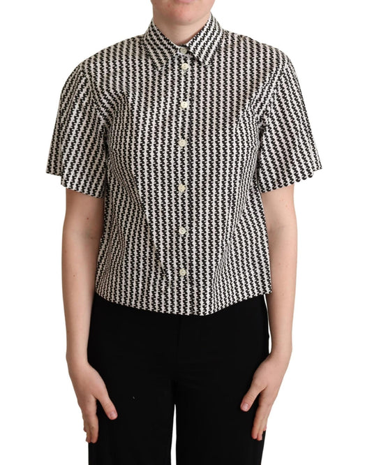 Patterned Collared Short Sleeve Polo Top 40 IT Women