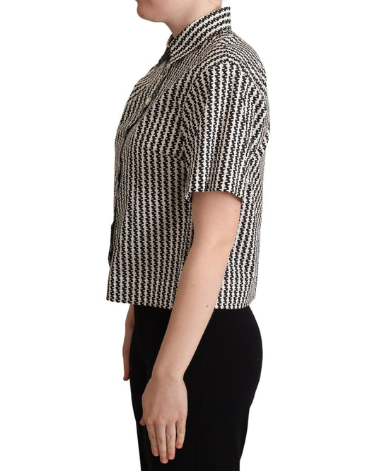 Patterned Collared Short Sleeve Polo Top 40 IT Women