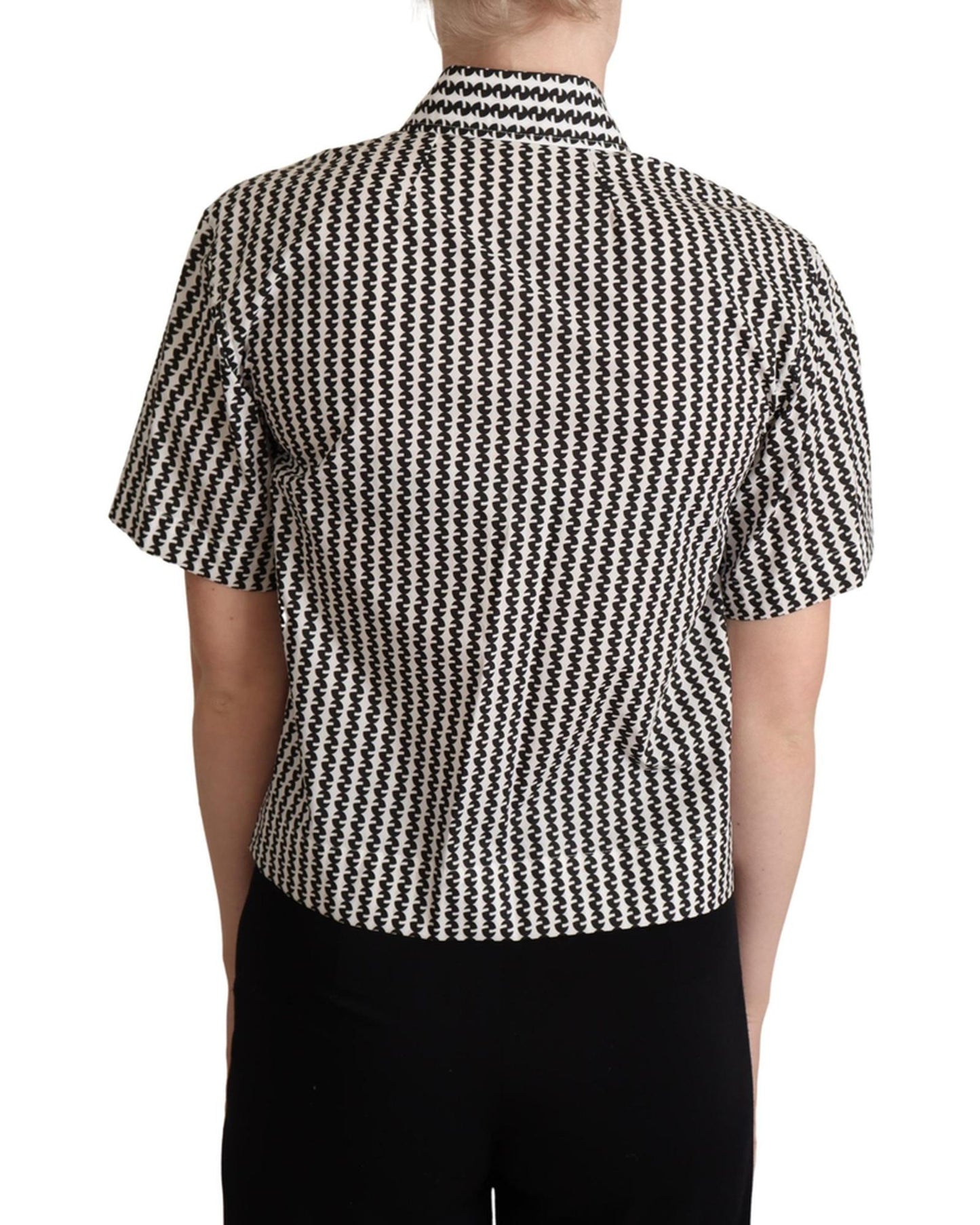Patterned Collared Short Sleeve Polo Top 40 IT Women