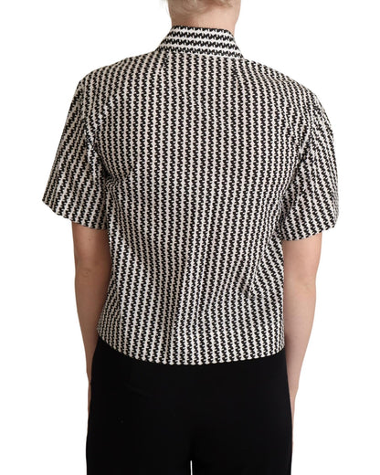 Patterned Collared Short Sleeve Polo Top 40 IT Women