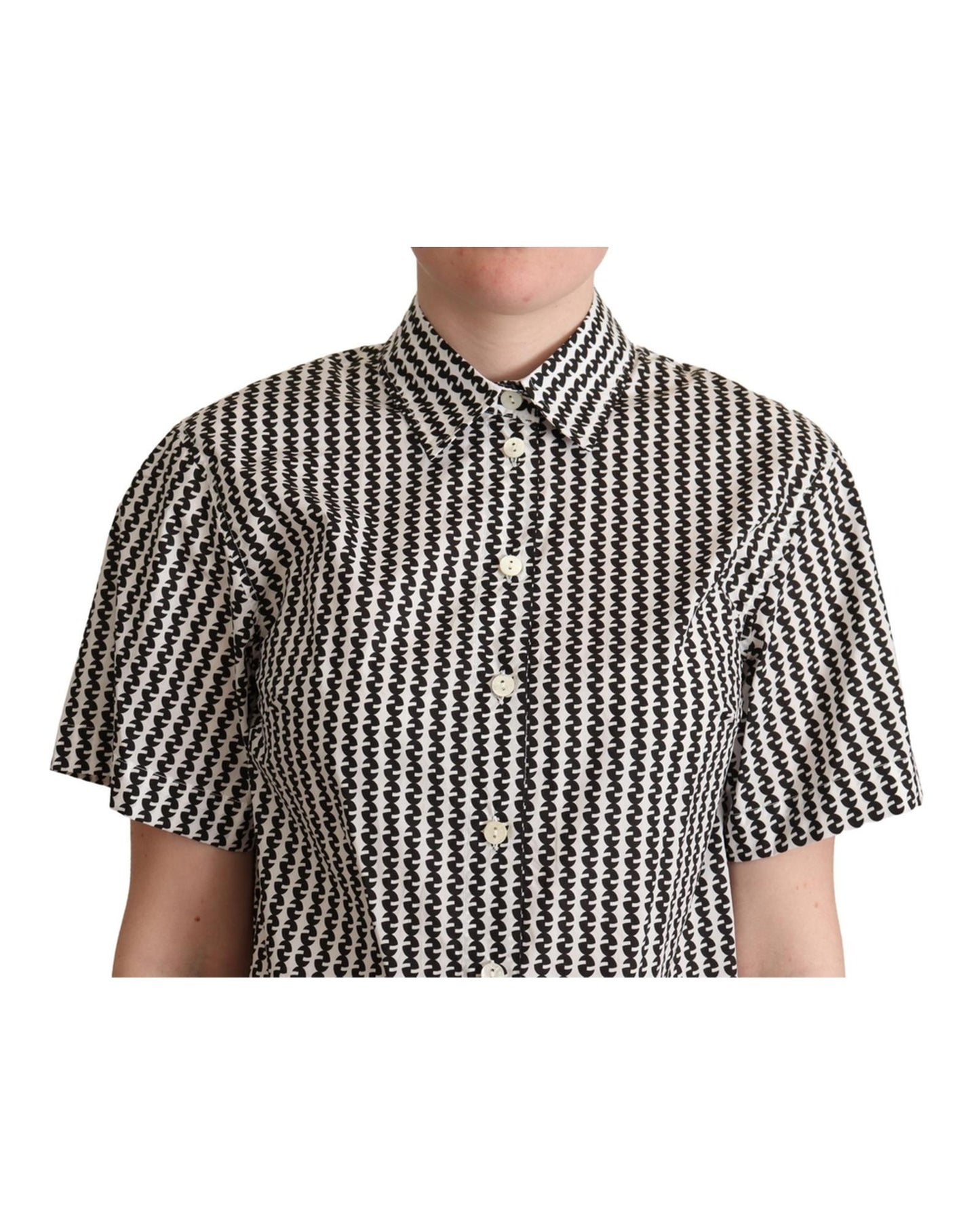 Patterned Collared Short Sleeve Polo Top 40 IT Women