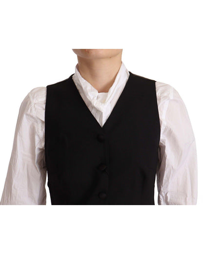 Black Vest Top with Button Fastening by Dolce & Gabbana 38 IT Women