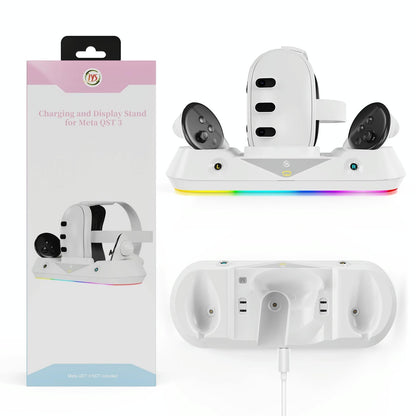 Vr Game Seat Charging Set With Magnetic Suction Base For Meta Quest 3 Glasses And Handle