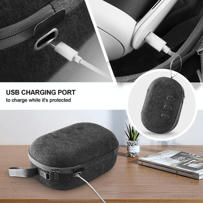Protective Vr Storage Bag For Apple Vision Pro / Meta Quest 3 Glasses - Black