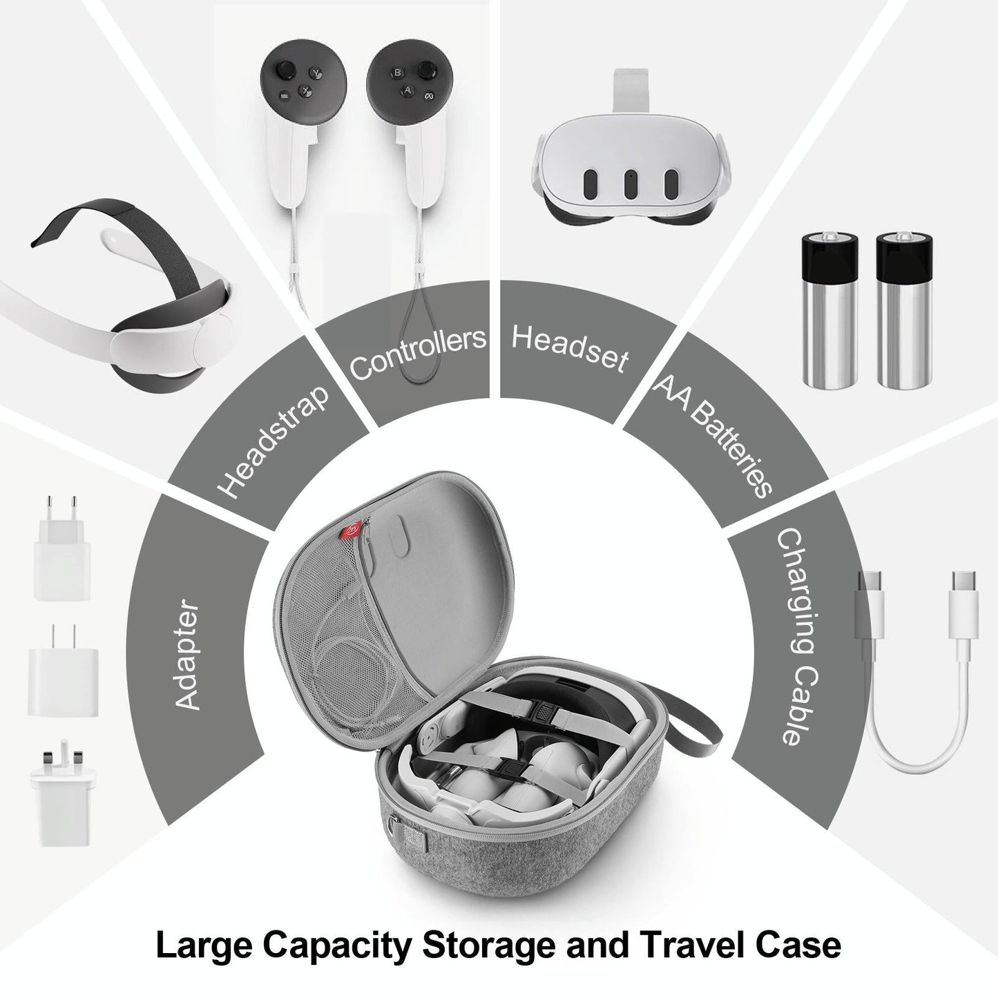 Protective Vr Storage Bag For Apple Vision Pro / Meta Quest 3 Glasses - Black