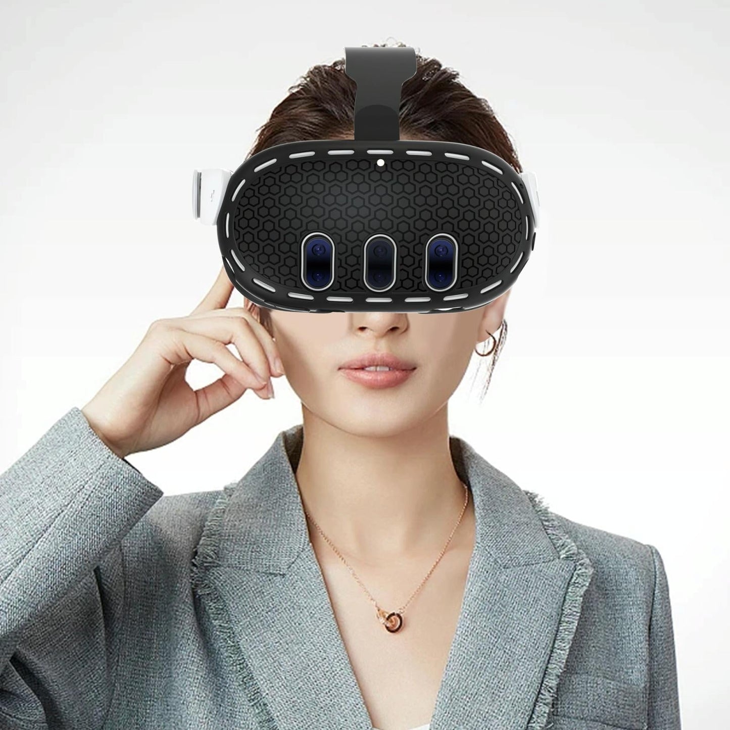 Silicone Vr Host Case For Meta Quest 3 - Fits All Sizes - Black