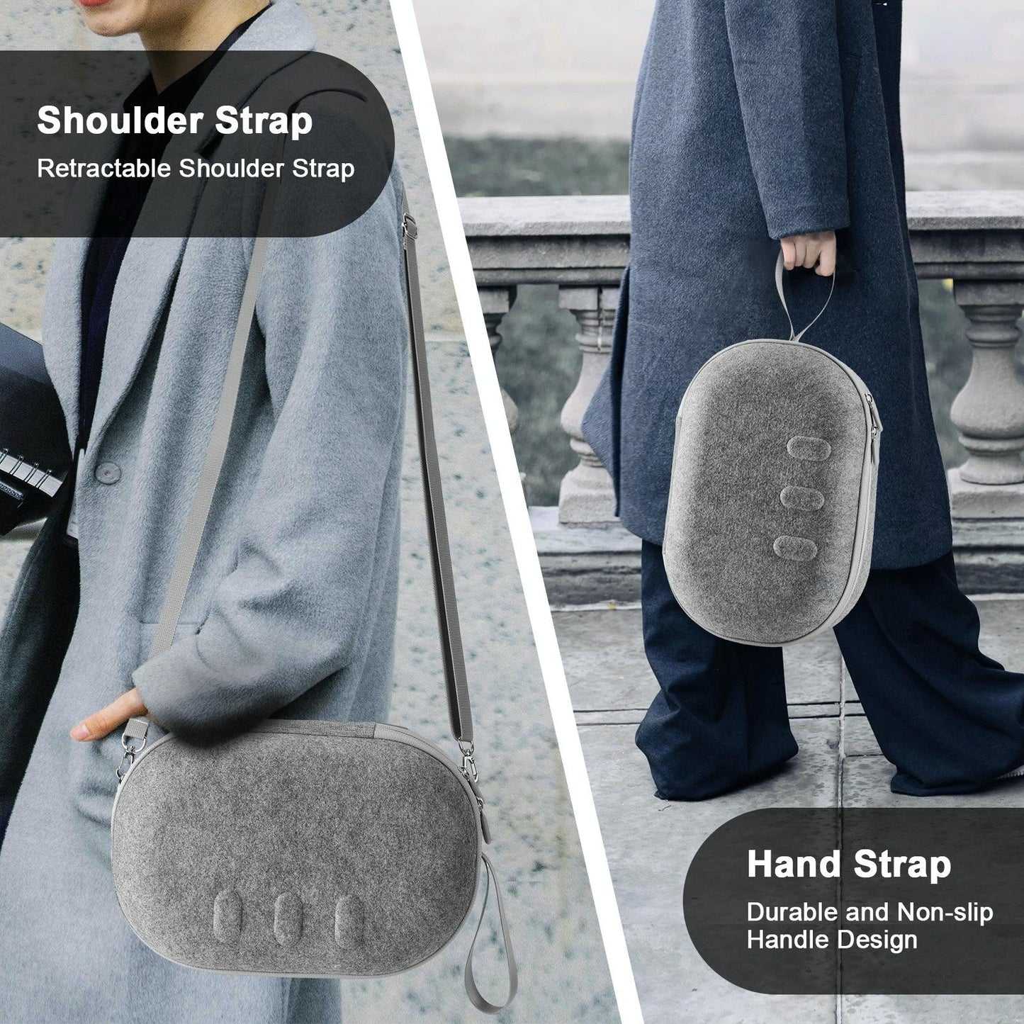 Protective Vr Storage Bag For Apple Vision Pro / Meta Quest 3 Glasses - Grey