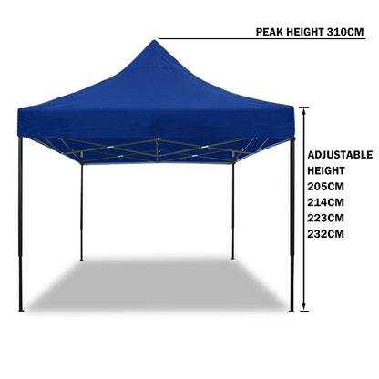 3x3m Pop Up Gazebo Outdoor Tent Folding Marquee Party Camping Market Canopy - blue