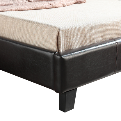 King Single PU Leather Bed Frame Brown