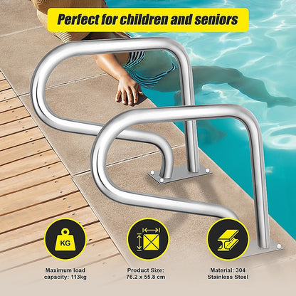 Swimming Pool Hand Rail Step Grab Rail 76.2x55.8cm with Drill Bit