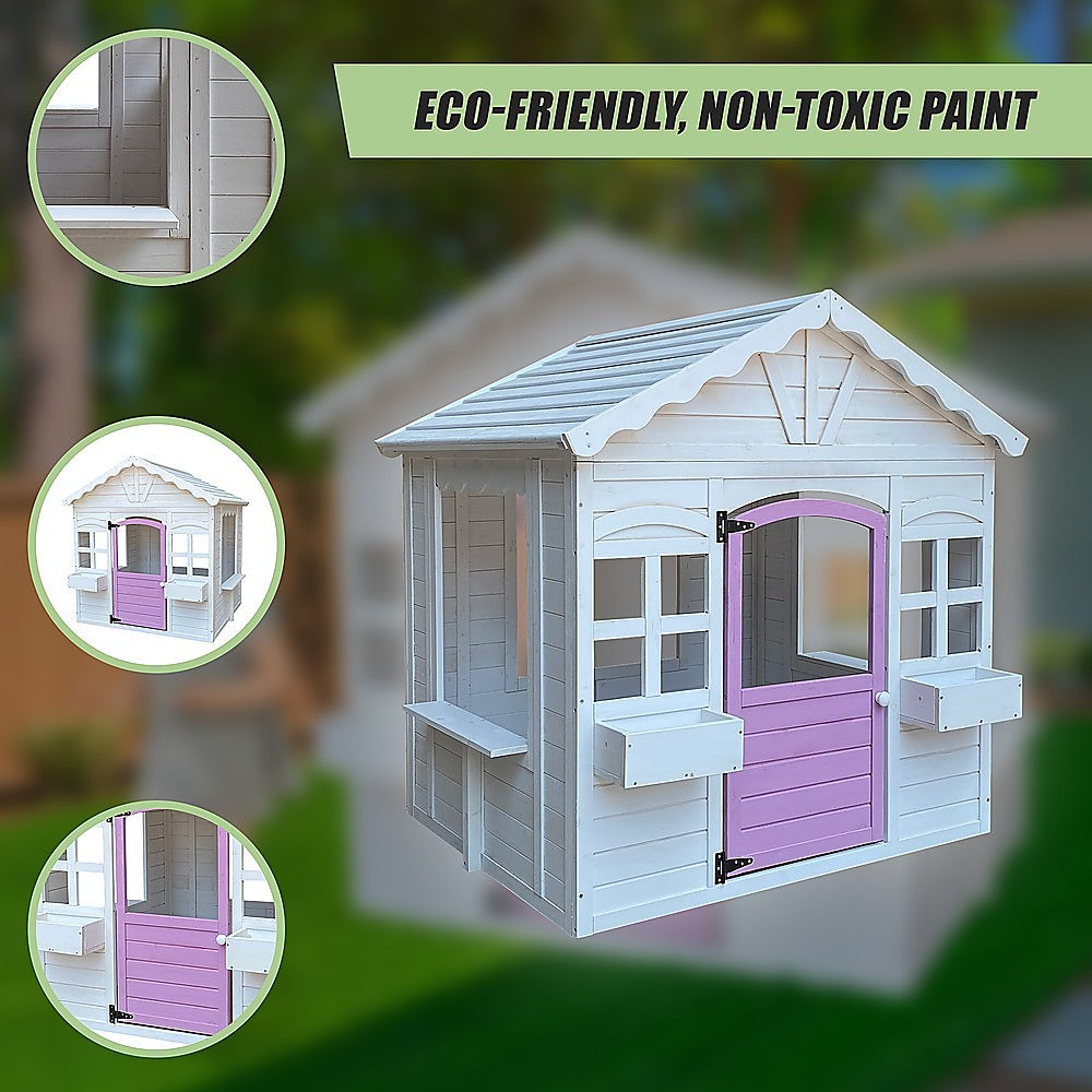 Cubby House Kids Wooden Outdoor Playhouse Cottage Play Children Timber