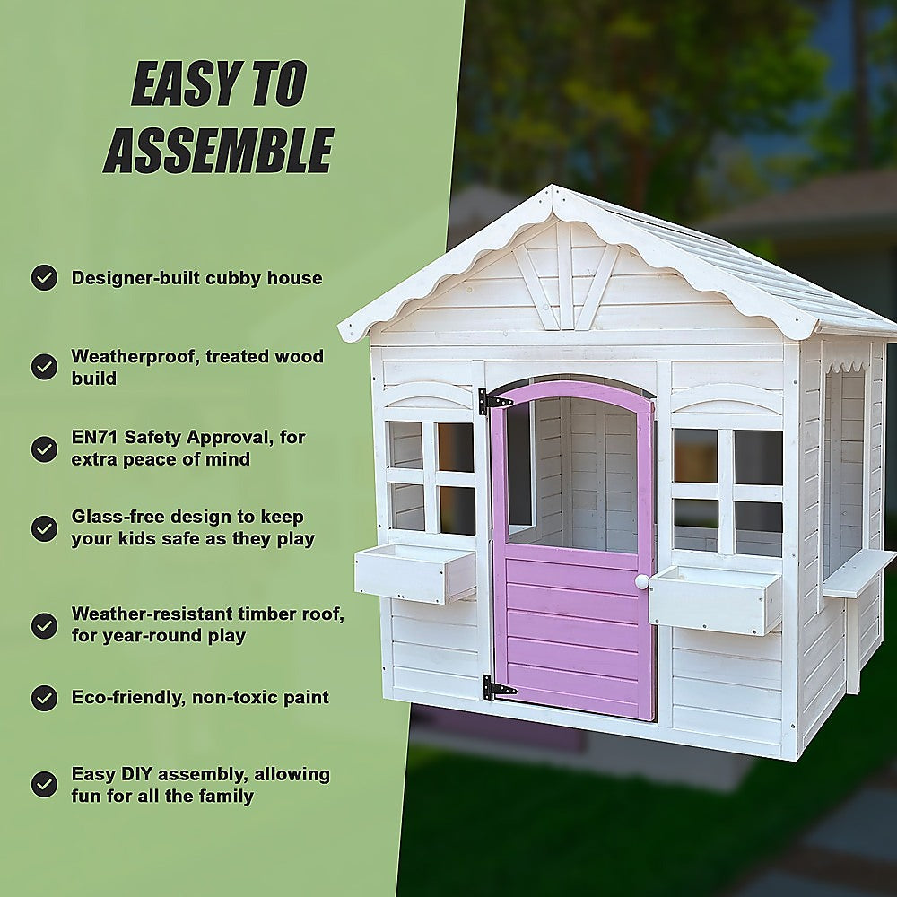 Cubby House Kids Wooden Outdoor Playhouse Cottage Play Children Timber