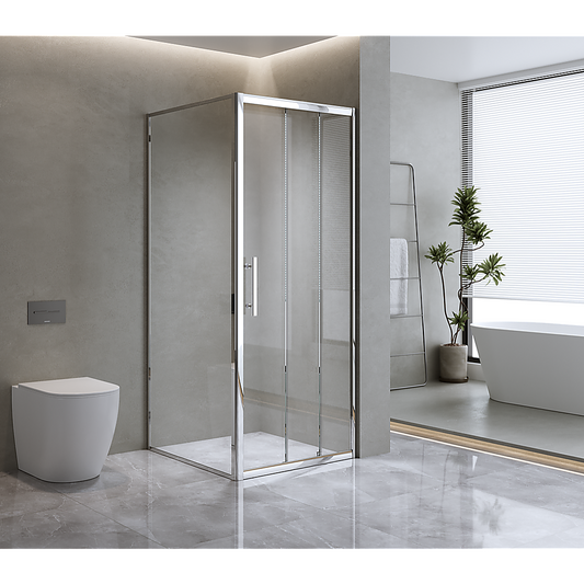 40mm Adjustable Contemporary Corner Sliding Chrome Shower Screen 86x80cm