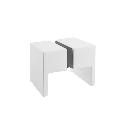 110cm Wall to Wall Frameless Shower Screen with White Brackets and SS Hinges, Square Double Pull Handle