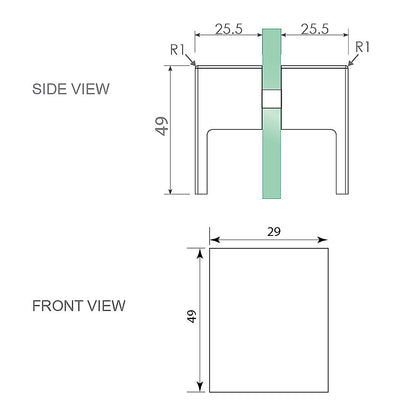 110cm Wall to Wall Frameless Shower Screen with White Brackets and SS Hinges, Square Double Pull Handle