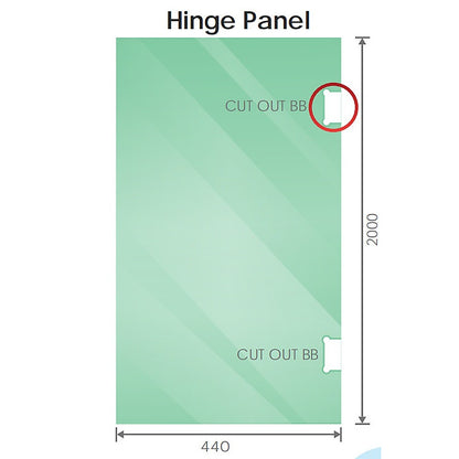110x80cm Corner Frameless Shower Screen with White Brackets and SS Hinges, Round Knob Handle