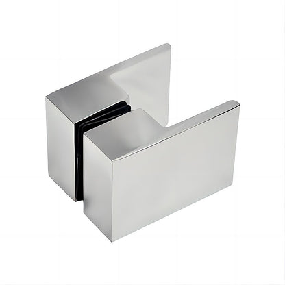 110x80cm Corner Frameless Shower Screen with Chrome Brackets and SS Hinges, Square Double Pull Handle