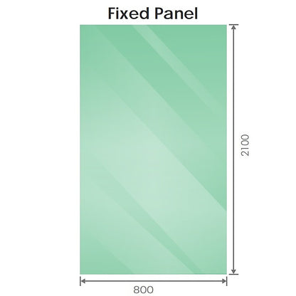 80x210cm Single Shower Glass Screen with White Wall Channel & Square Pole