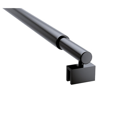 110x210cm Single Shower Glass Screen with Black Wall Channel & Round Pole