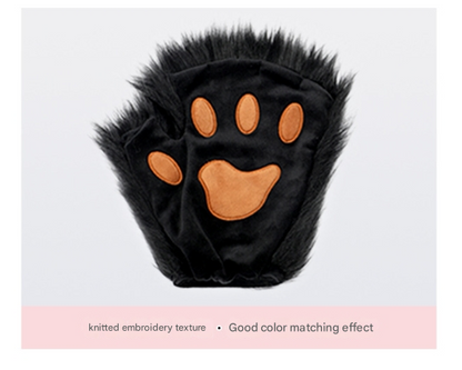 Grass yellow Halloween Furry Fox Costume Set - Plush Mask, Ears Headband, Tail, and Paws for Cosplay