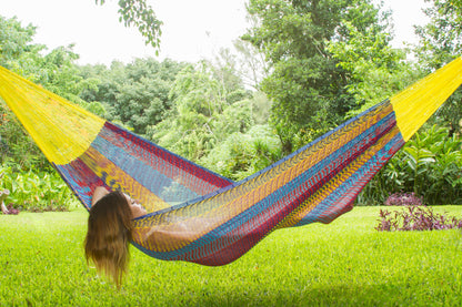 Mayan Legacy Single Size Cotton Mexican Hammock in Confeti Colour