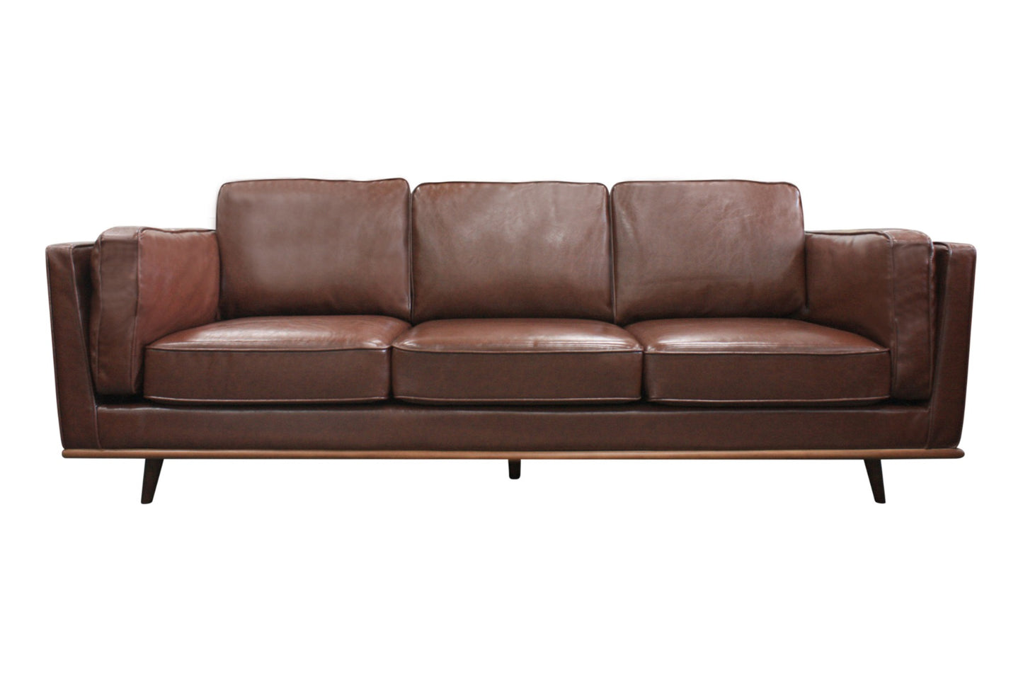 3 Seater Faux Leather Sofa Brown Lounge Set for Living Room Couch with Wooden Frame