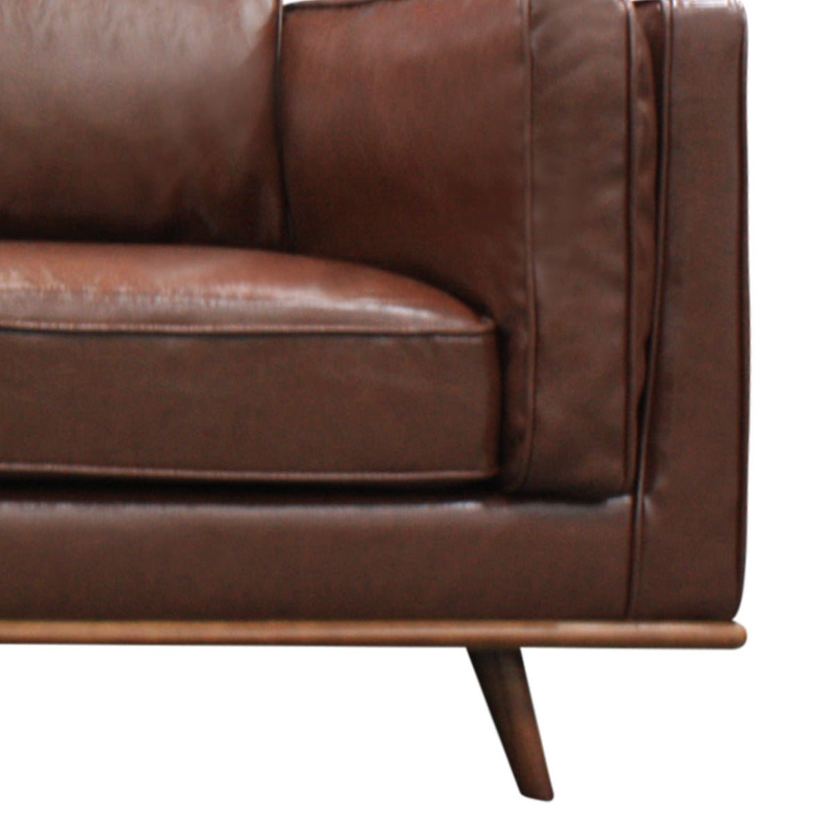 3 Seater Faux Leather Sofa Brown Lounge Set for Living Room Couch with Wooden Frame